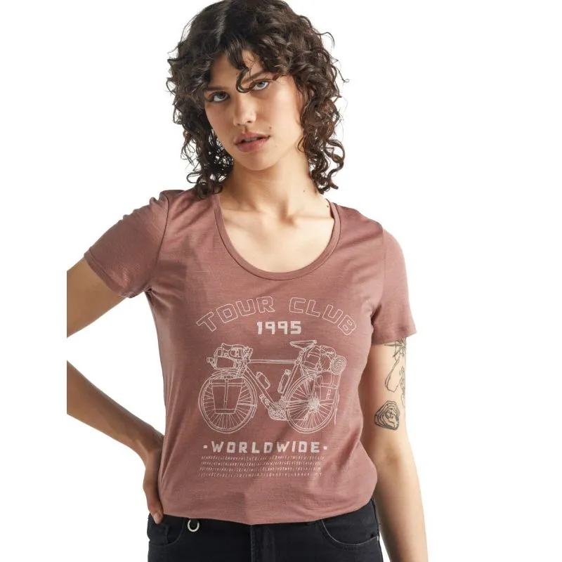 Camiseta Icebreaker Tech Lite Ss Scoop Tour Club 1995 para mujer (ante)