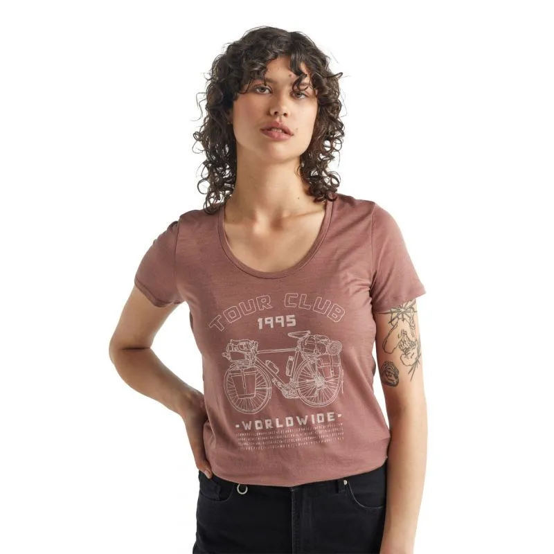 Camiseta Icebreaker Tech Lite Ss Scoop Tour Club 1995 para mujer (ante)