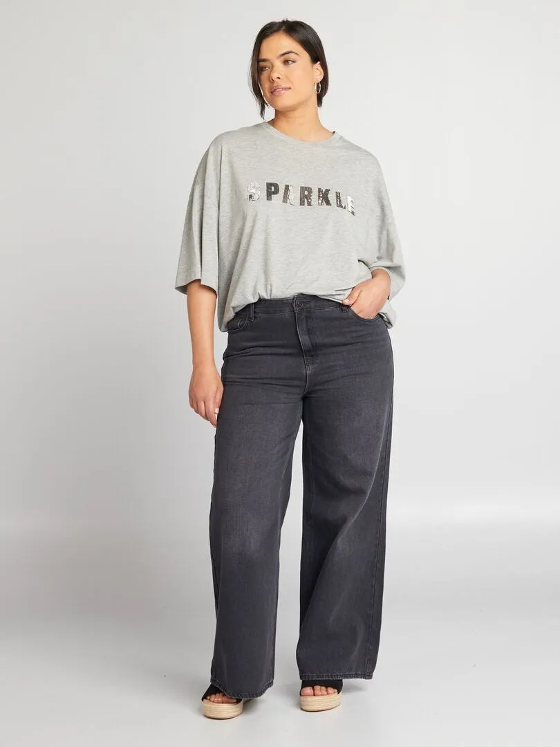 CAMISETA INSCRIPCIóN EN RELIEVE 'SPARKLE'  GRIS