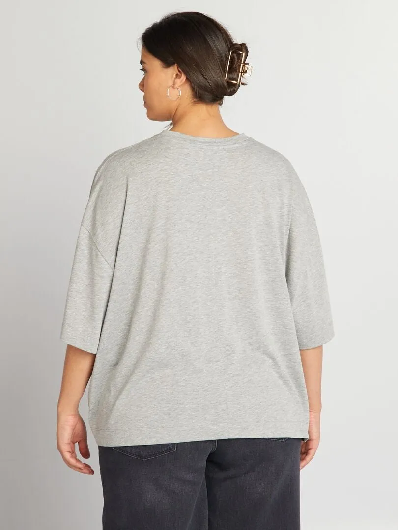 CAMISETA INSCRIPCIóN EN RELIEVE 'SPARKLE'  GRIS