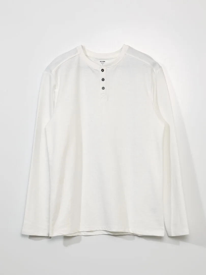 CAMISETA LISA CON CUELLO PANADERO  BLANCO