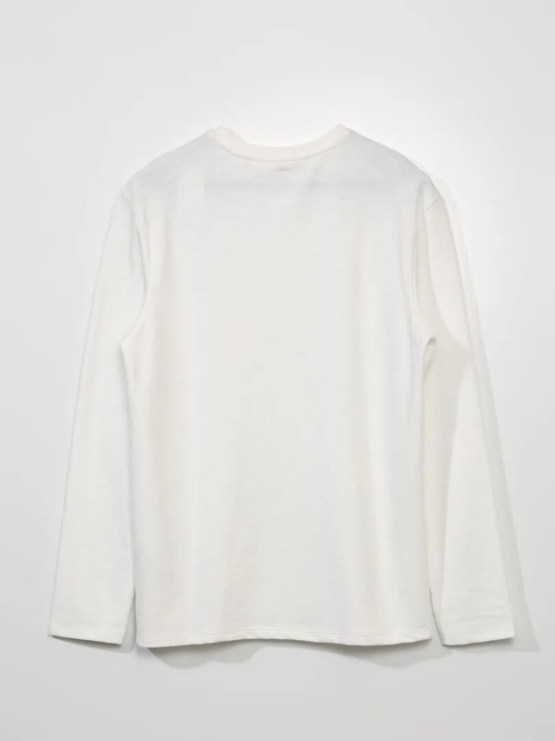 CAMISETA LISA CON CUELLO PANADERO  BLANCO