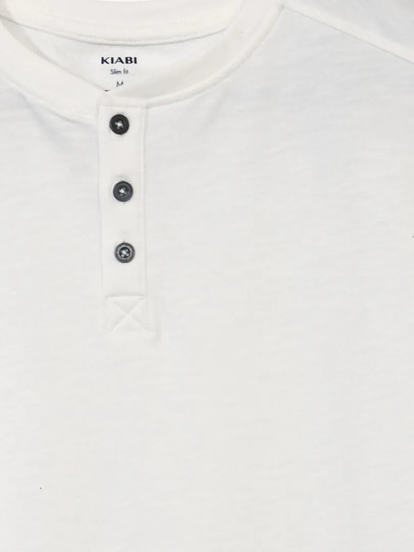 CAMISETA LISA CON CUELLO PANADERO  BLANCO