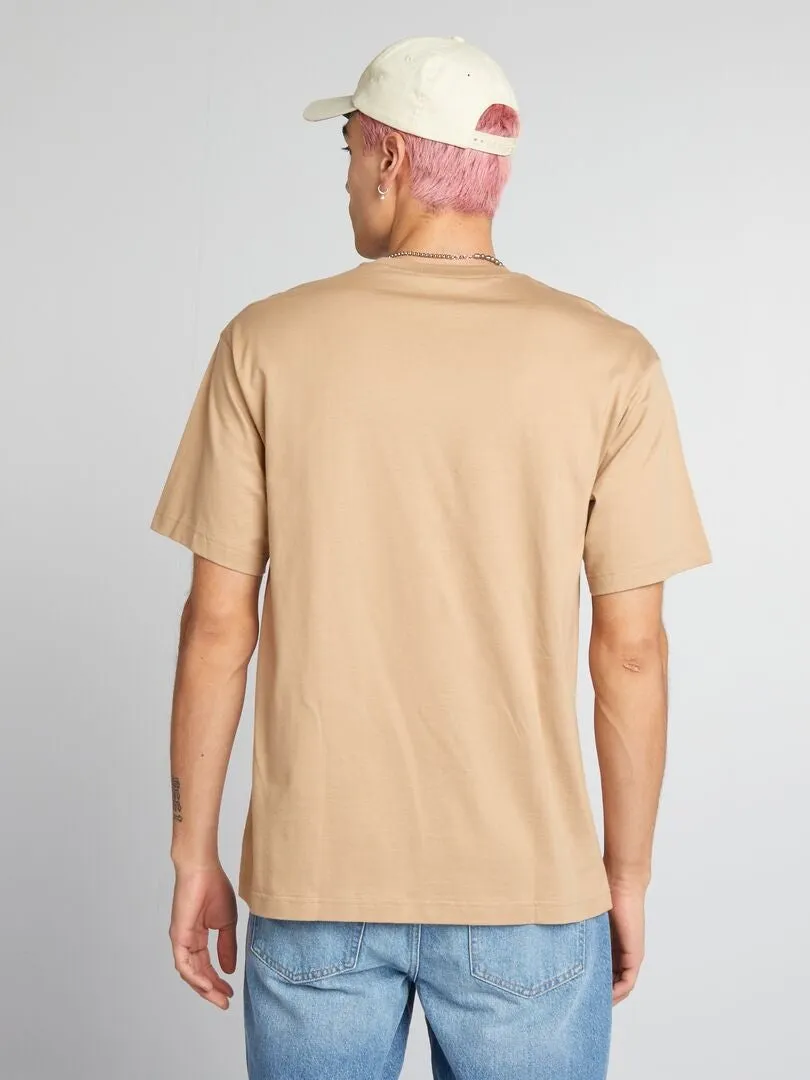 CAMISETA LISA CON CUELLO REDONDO  BEIGE