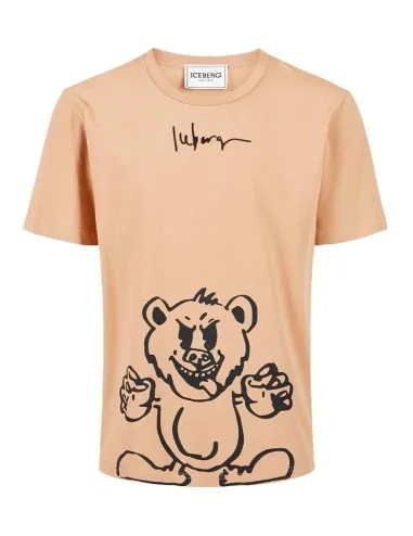 Camiseta marrón con oso impreso