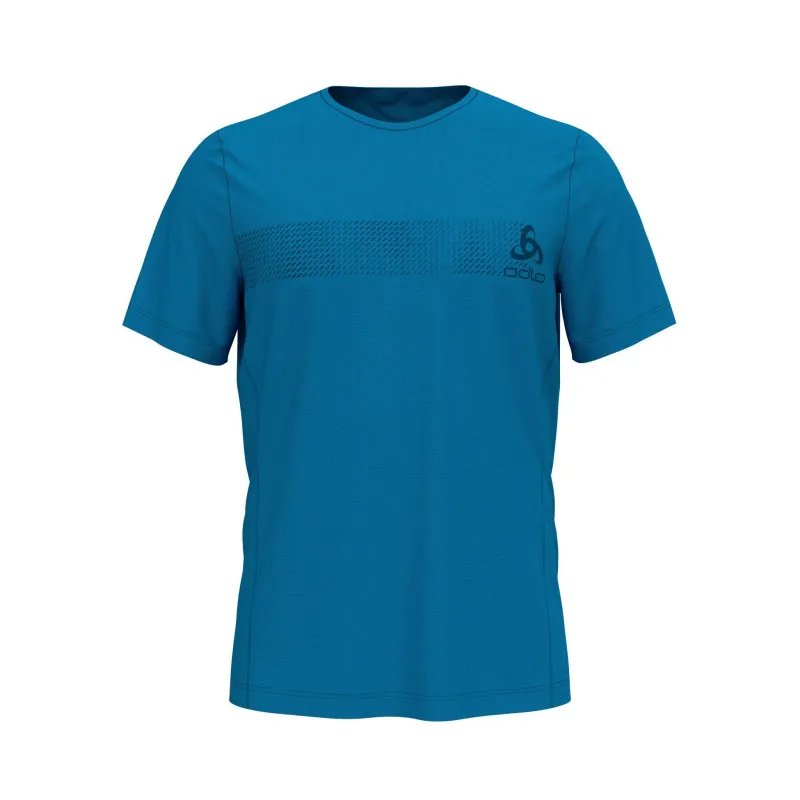 CAMISETA ODLO CORE LIGHT PRINT ODLO (AZUL JEWEL  PLACED PRINT) HOMBRE
