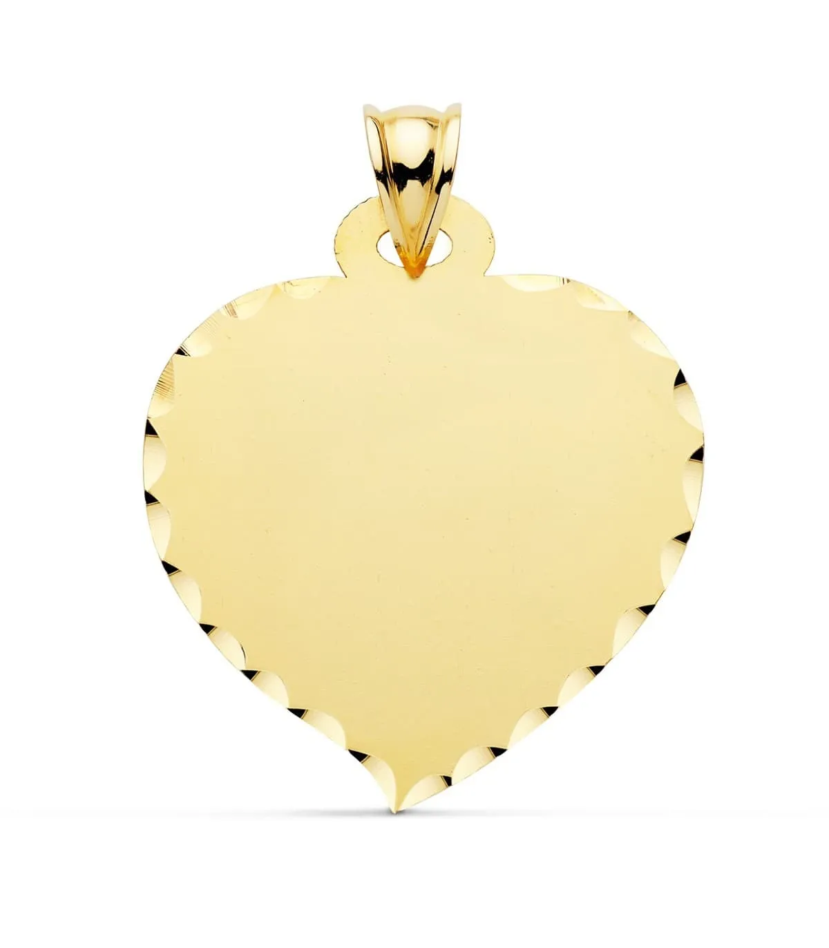 Chapa Colgante Corazón tallado Oro 18K 28 mm