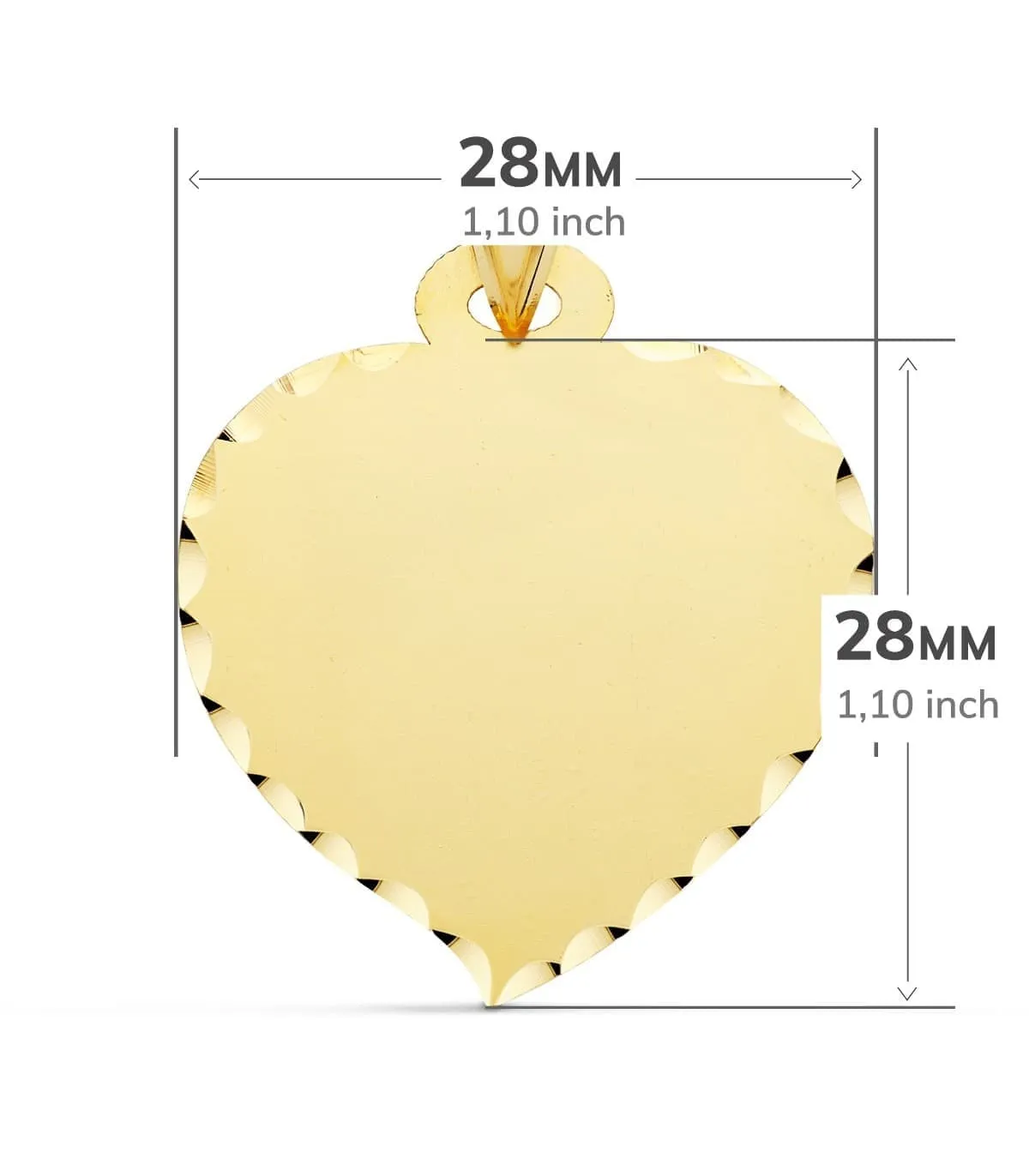 Chapa Colgante Corazón tallado Oro 18K 28 mm