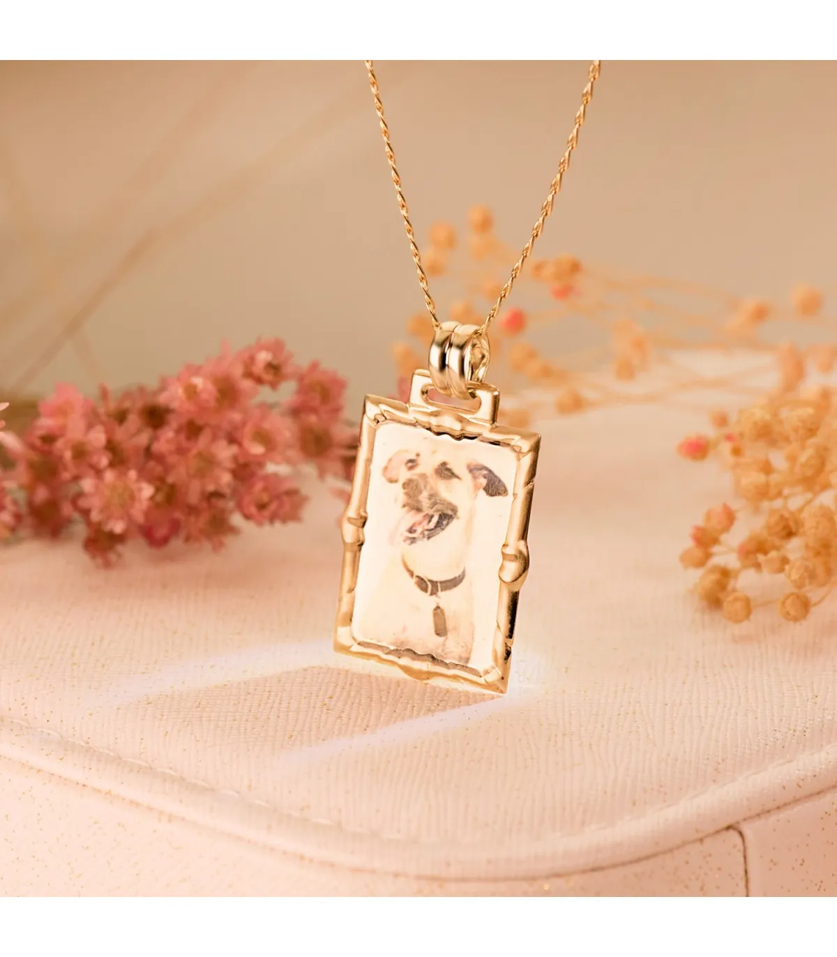 Chapa rectangular Colgante Oro 18K 26 mm
