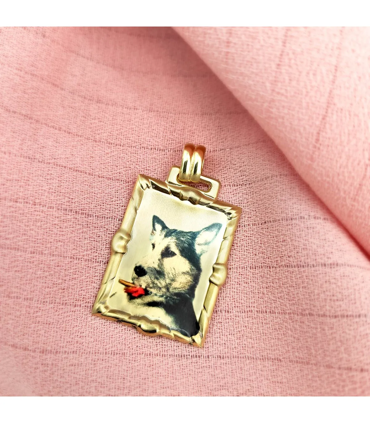Chapa rectangular Colgante Oro 18K 26 mm