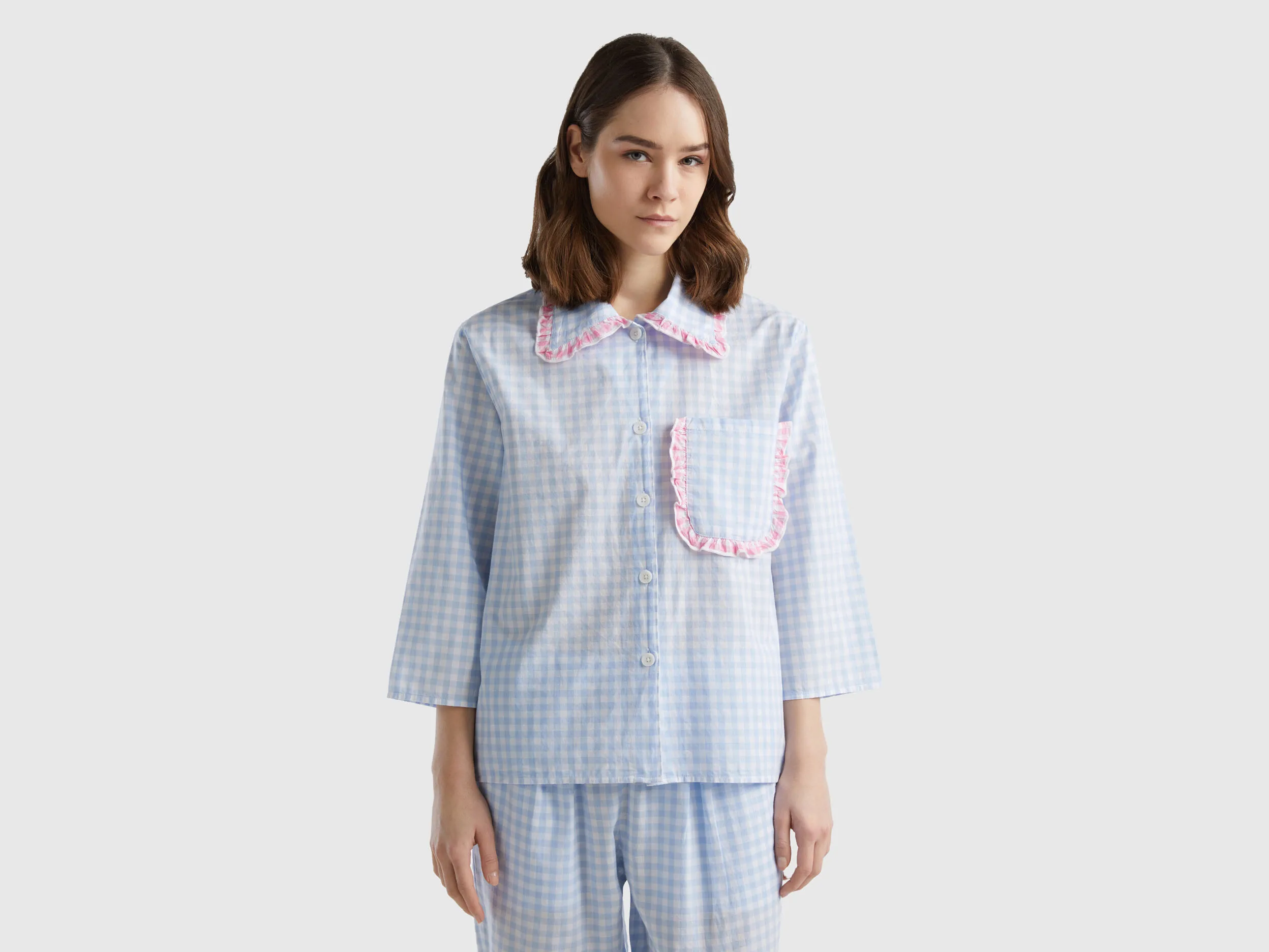 Chaqueta de pijama de cuadritos de Vichy
