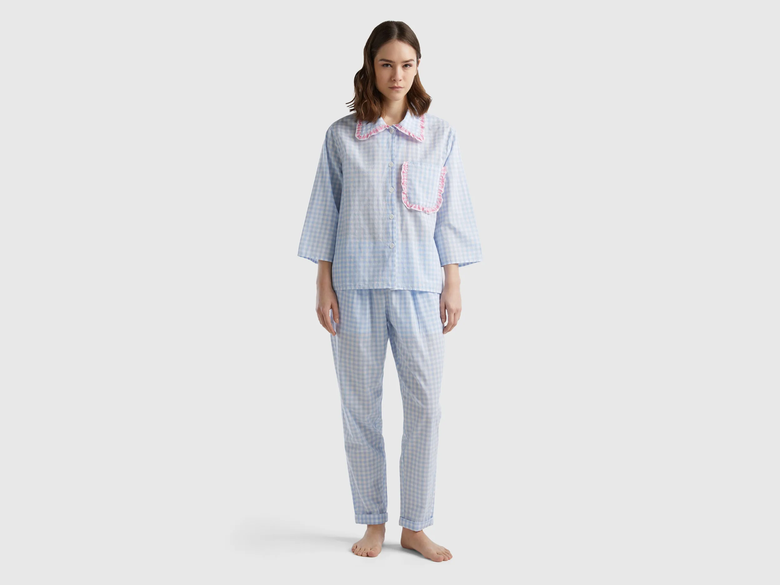 Chaqueta de pijama de cuadritos de Vichy