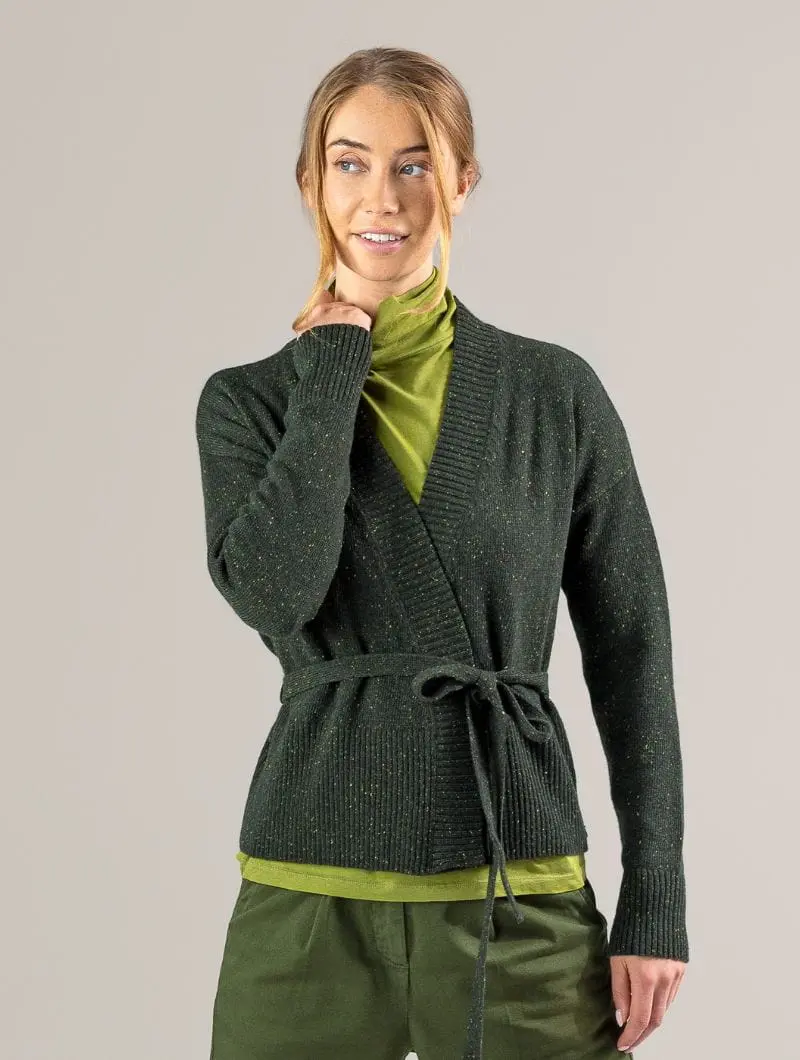 Chaqueta kimono de lana orgánica con cinturón