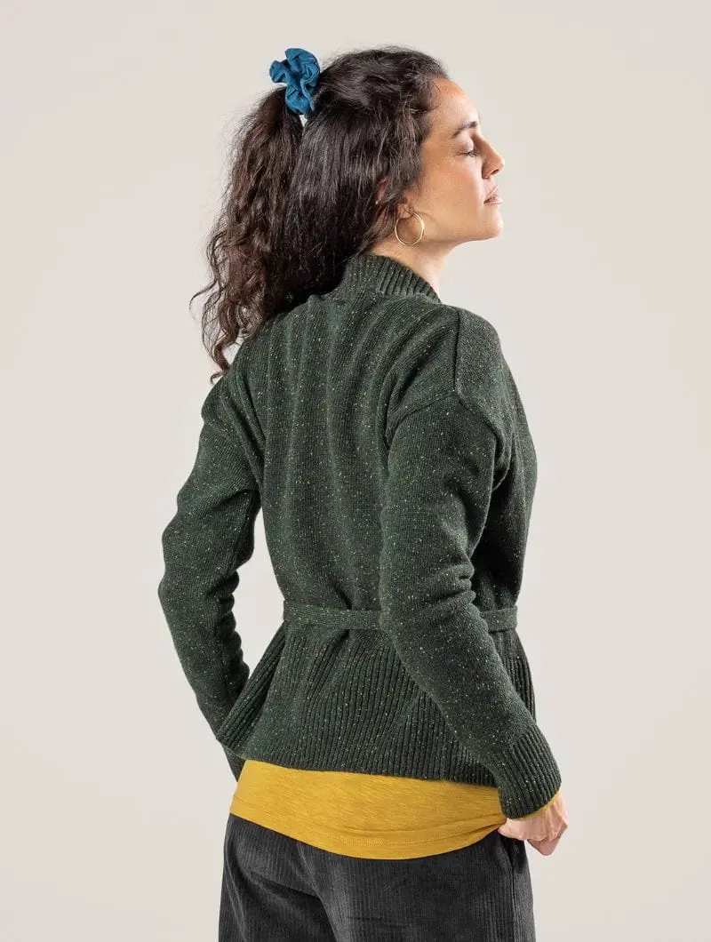 Chaqueta kimono de lana orgánica con cinturón