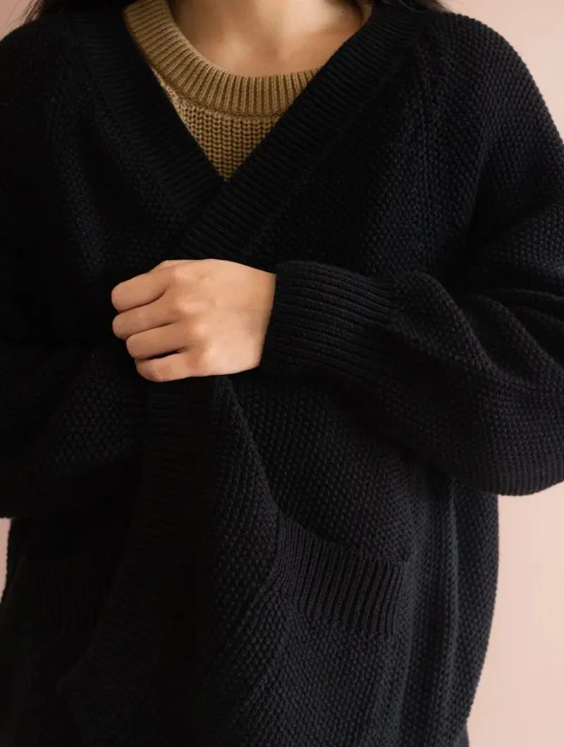 Chaqueta larga negra de algodón orgánico