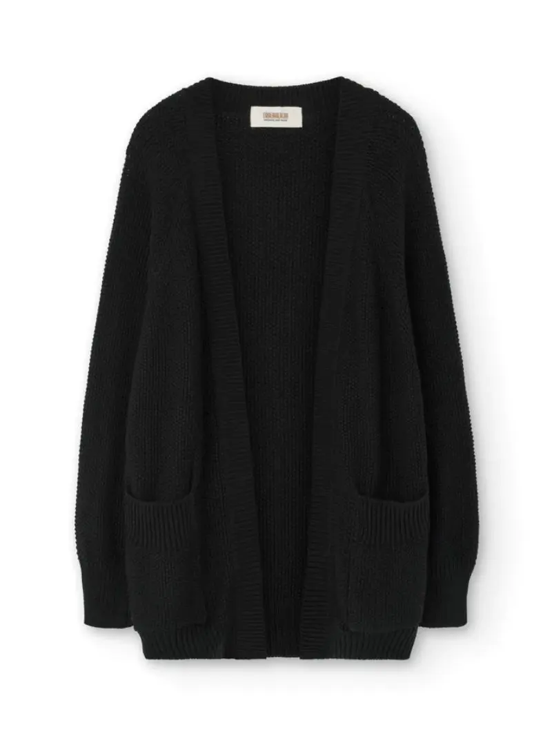Chaqueta larga negra de algodón orgánico