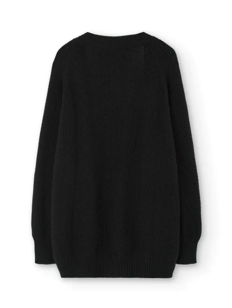 Chaqueta larga negra de algodón orgánico