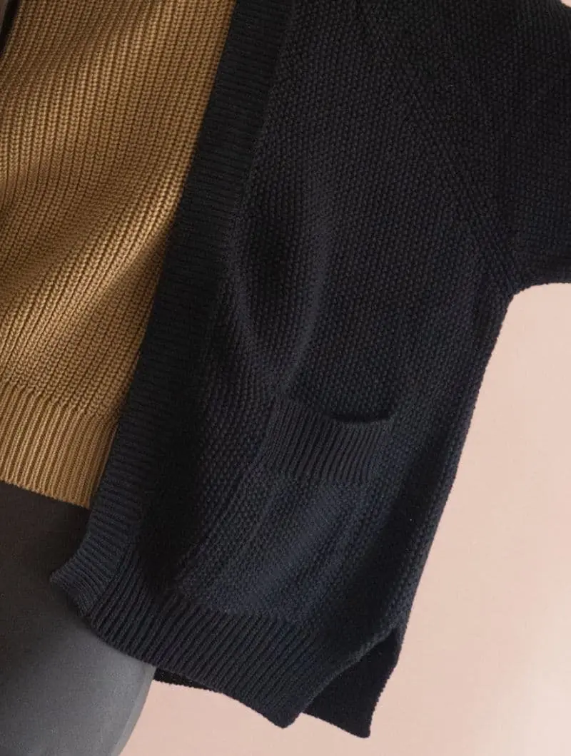 Chaqueta larga negra de algodón orgánico