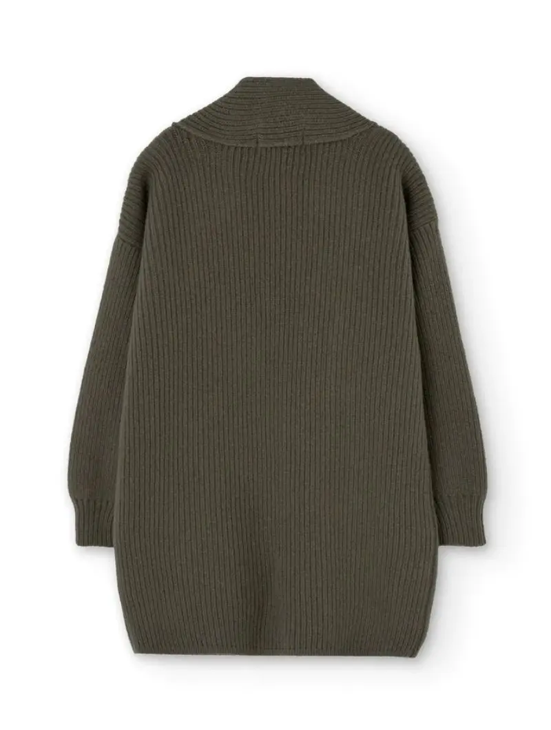 Chaqueta larga verde de lana merino