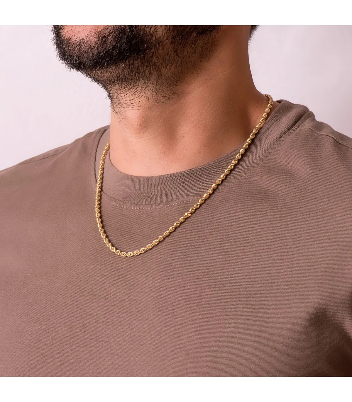 Chaîne Corde Torsadée Légère Or jaune 18k 50cm 4mm