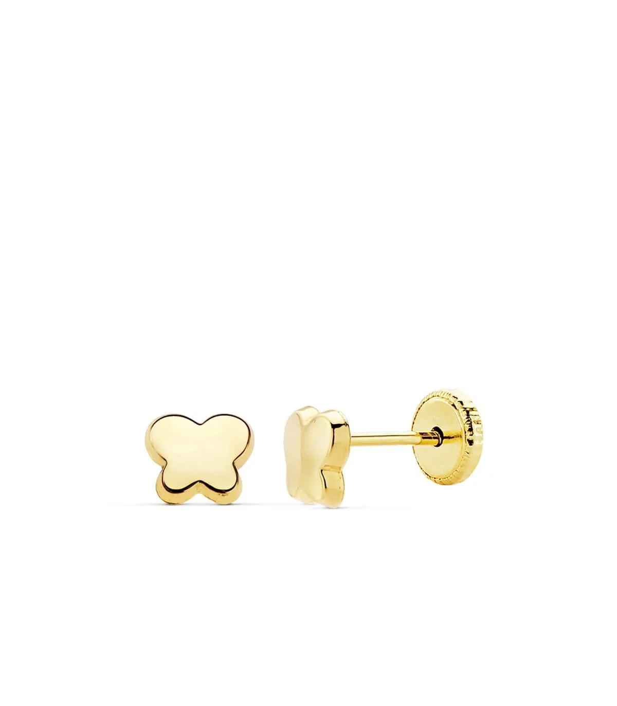 Clous d'oreilles bébé papillons Or jaune 18k Lisses