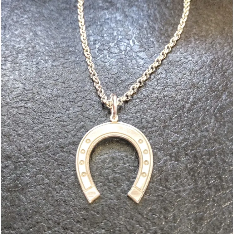 Colgante herradura de la suerte con cadena en plata de ley
