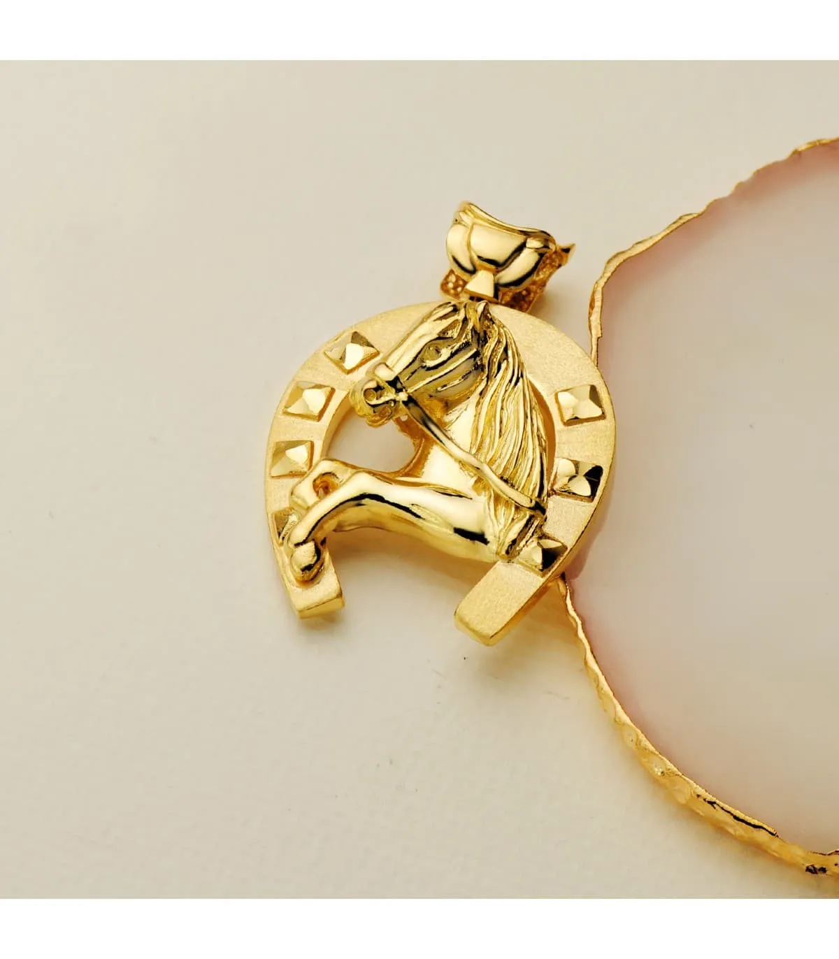 Colgante Herradura Silueta Caballo Oro 18K 40mm