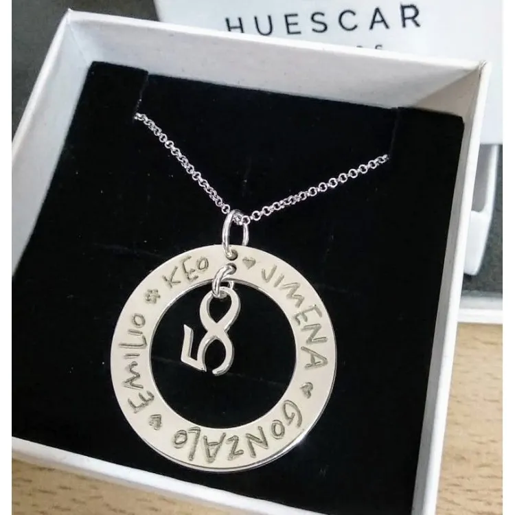 Colgantes aniversarios + cadena en plata de ley personalizable