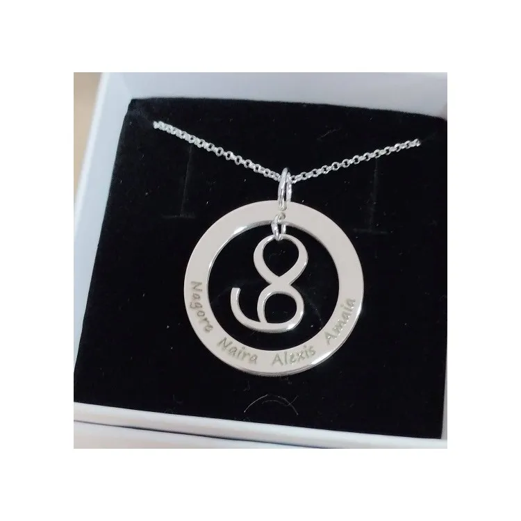 Colgantes aniversarios + cadena en plata de ley personalizable