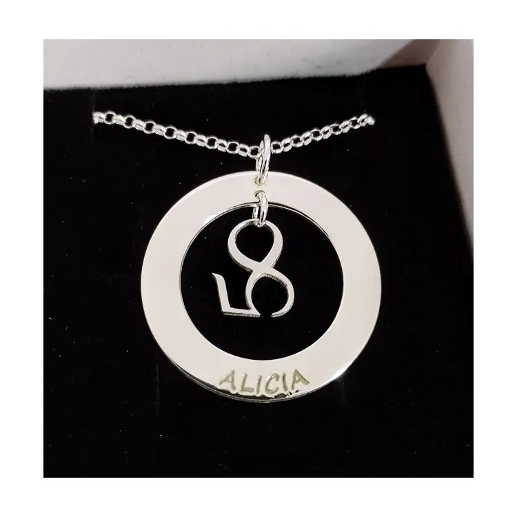 Colgantes aniversarios + cadena en plata de ley personalizable
