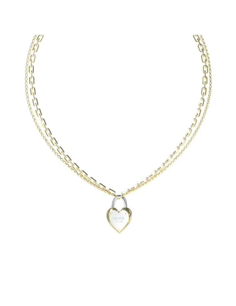 Collar Guess Mujer Corazón Candado Acero Dorado JUBN04208