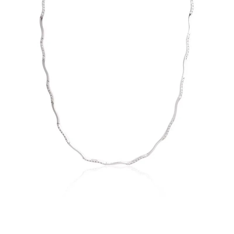 Collar Oro blanco 18k onda