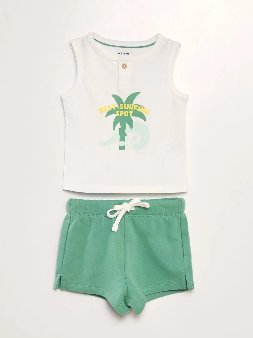 CONJUNTO DE CAMISETA + SHORT  2 PIEZAS  BLANCO
