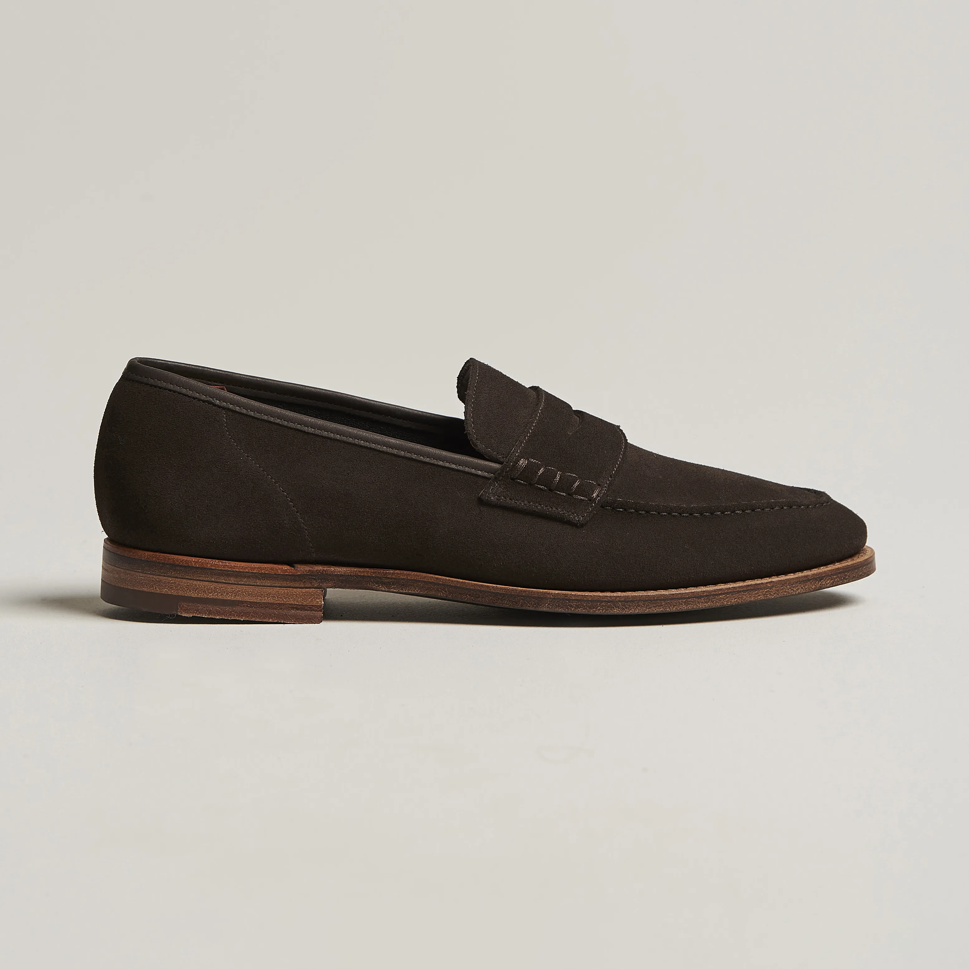 Crockett & Jones Seaton Unlined Penny Loafer Dark Oak Suede