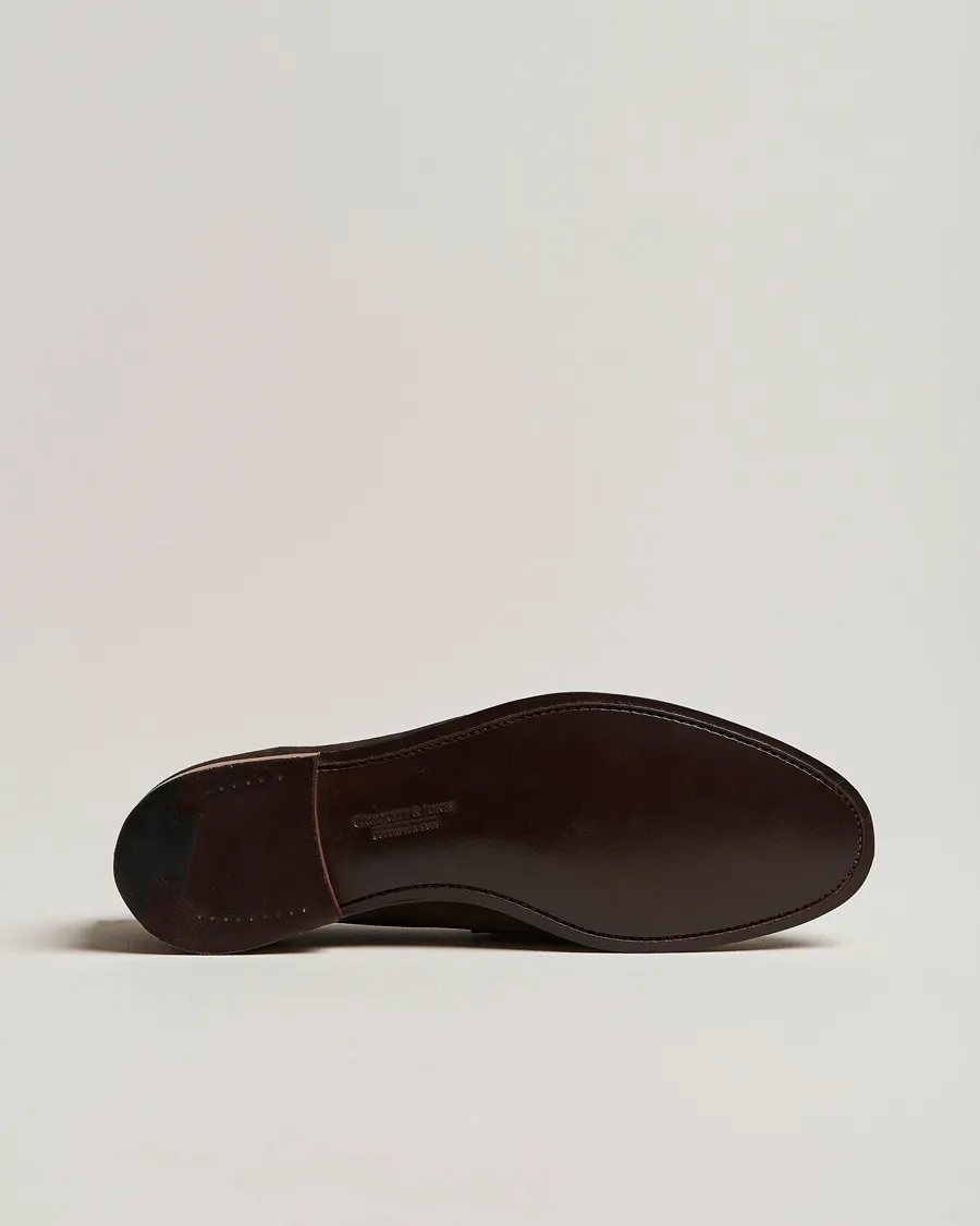 Crockett & Jones Seaton Unlined Penny Loafer Dark Oak Suede