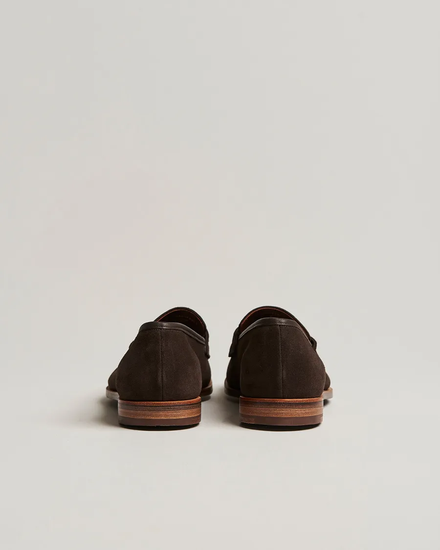 Crockett & Jones Seaton Unlined Penny Loafer Dark Oak Suede