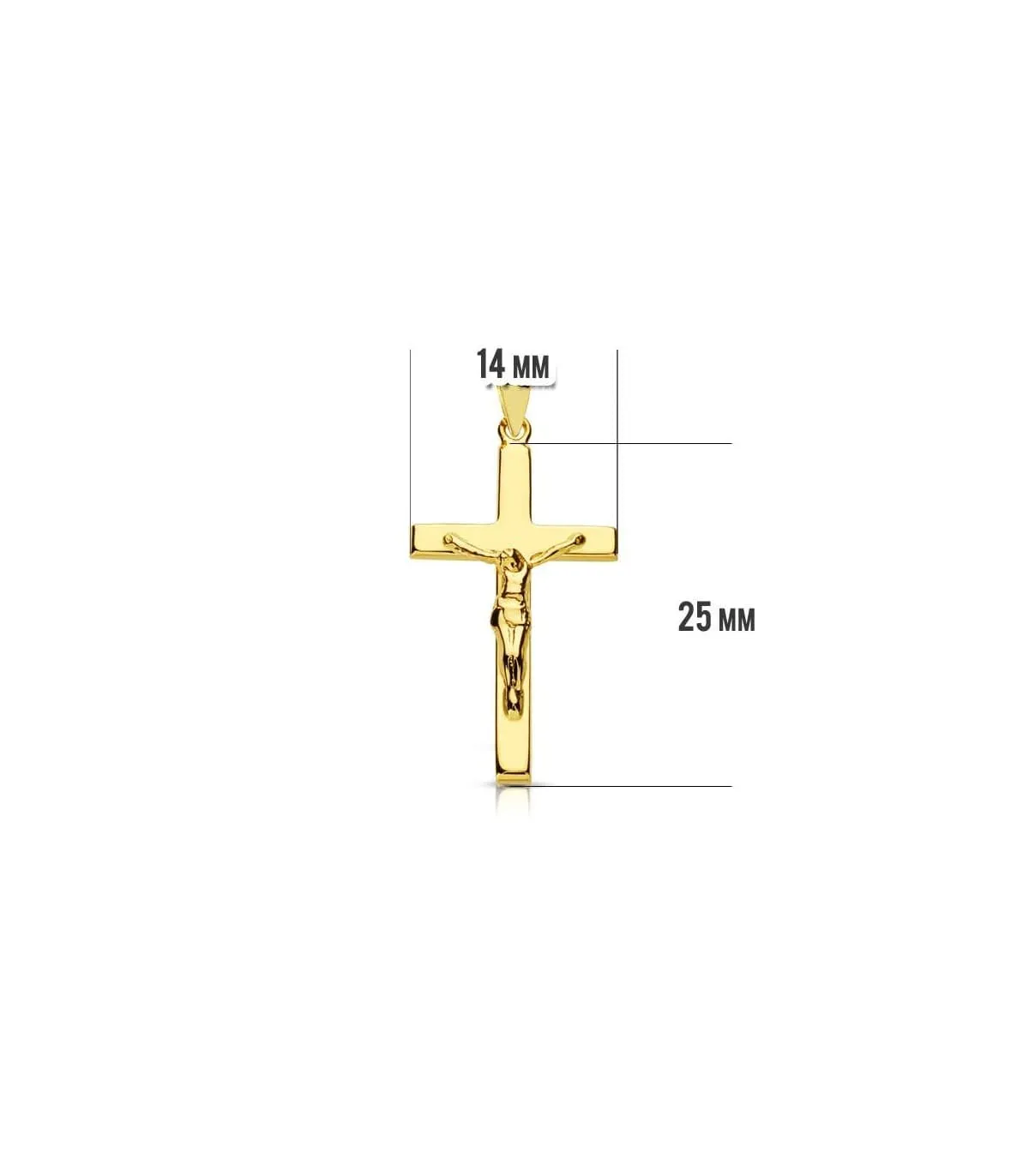 Croix Christ bâton rectangulaire 18K 25mm