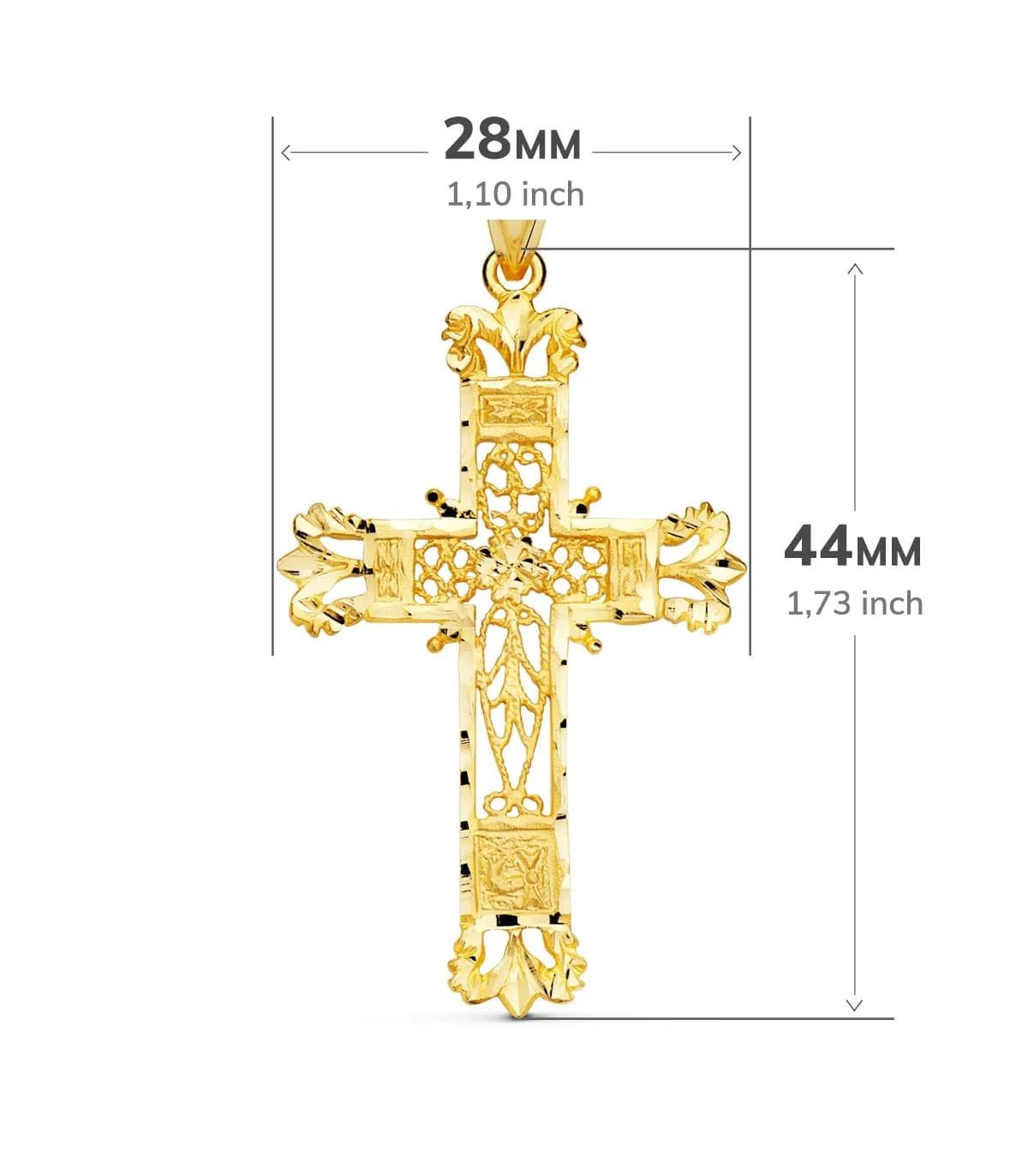 Croix Filigrane Or Jaune 18K 44mm