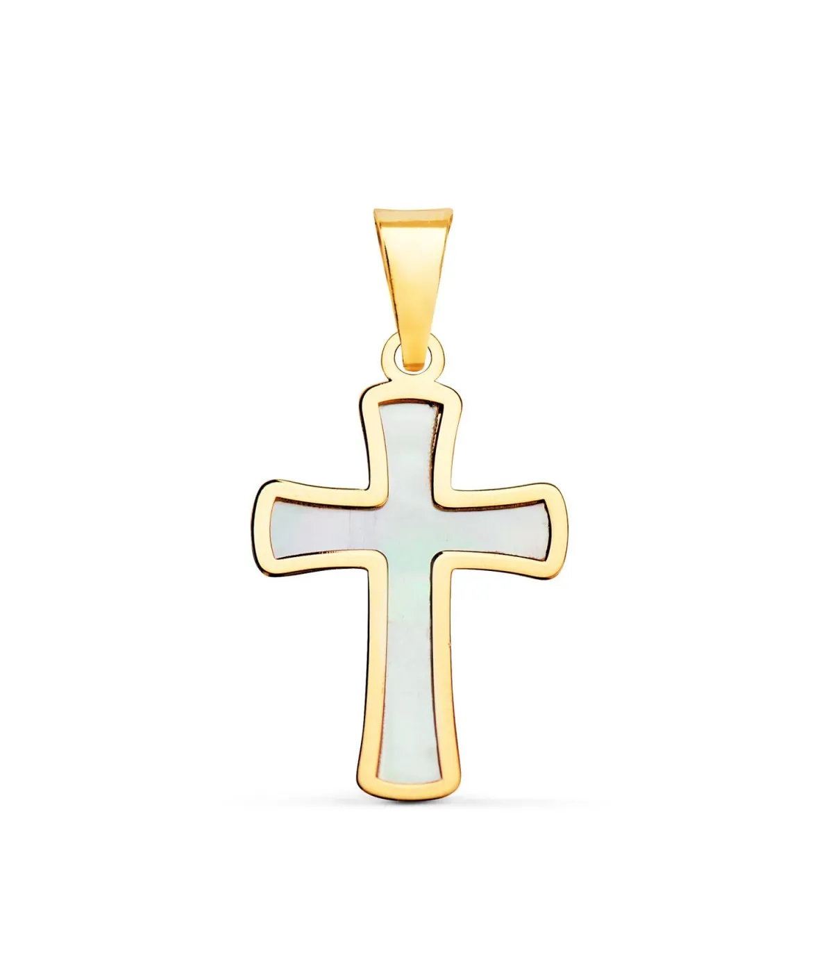 Croix nacrée or jaune 18K
