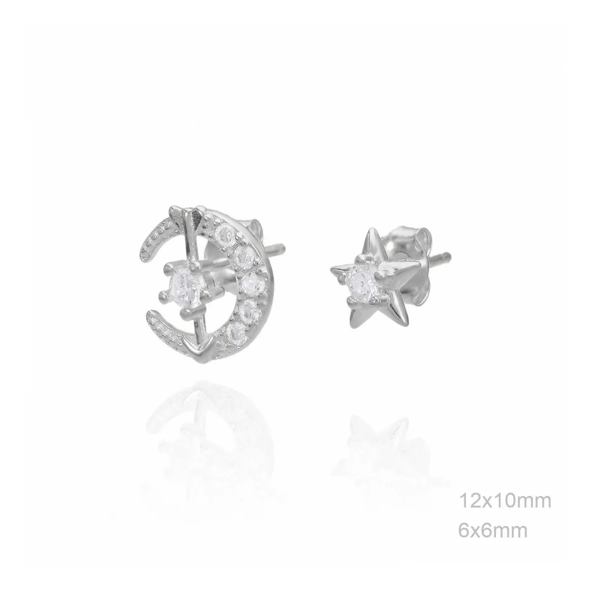 ESTRELLA Y LUNA PENDIENTES PLATA  JOYAS DE IRENE