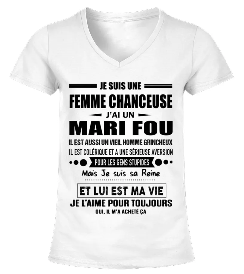 femme chanceuse Camiseta cuello pico Mujer