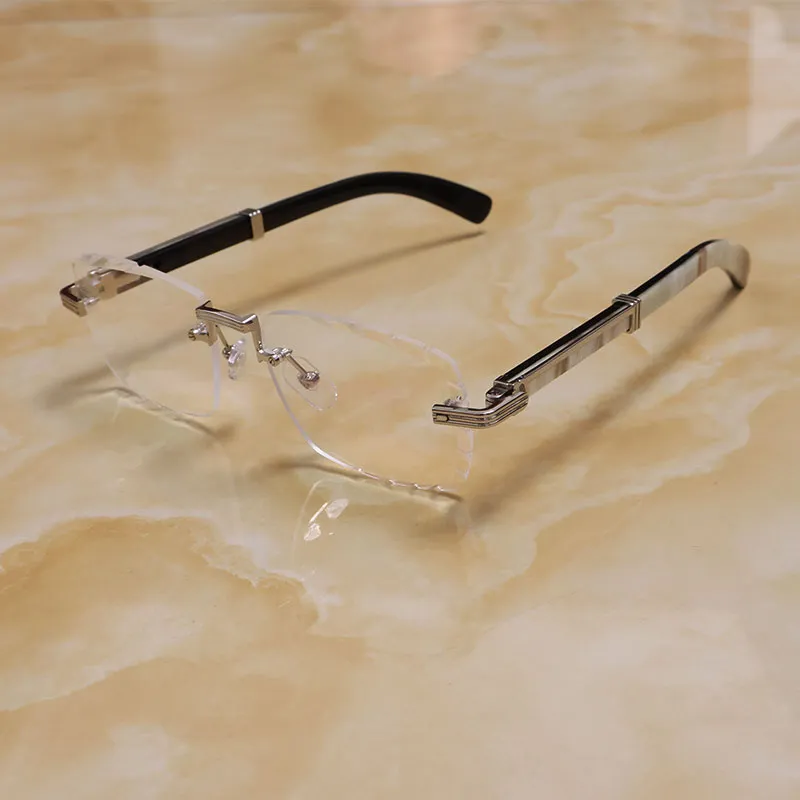 Gafas sin montura de lujo Lentes con corte de diamante Anteojos Marco de oro de 18 quilates Diseñador Original Gafas de cuerno d