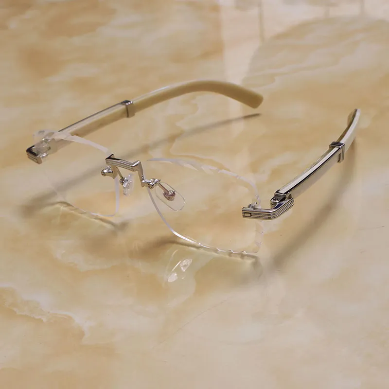 Gafas sin montura de lujo Lentes con corte de diamante Anteojos Marco de oro de 18 quilates Diseñador Original Gafas de cuerno d