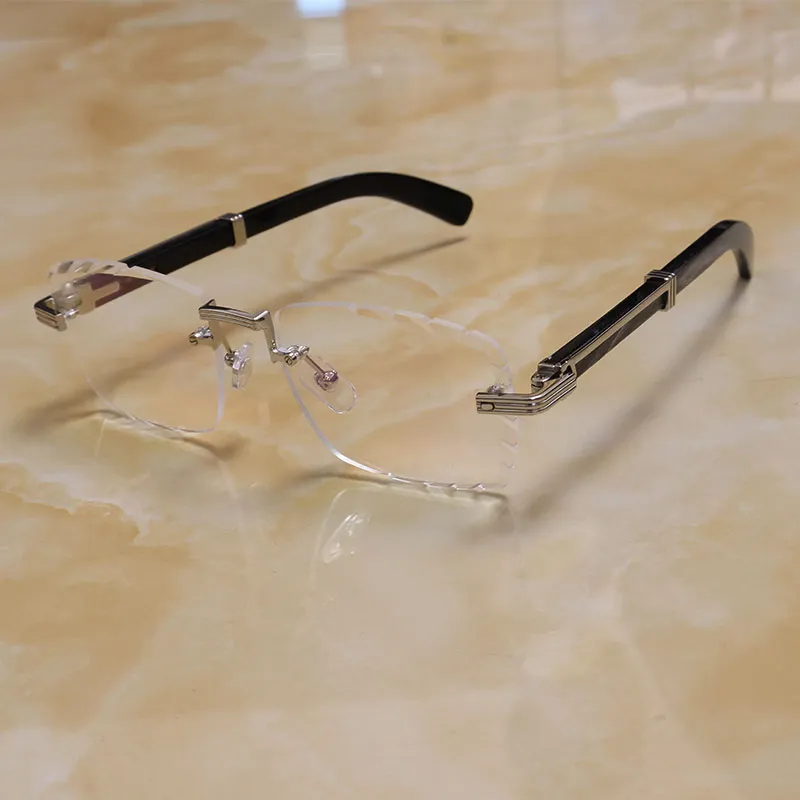 Gafas sin montura de lujo Lentes con corte de diamante Anteojos Marco de oro de 18 quilates Diseñador Original Gafas de cuerno d