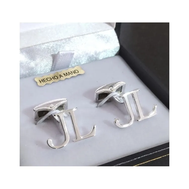 Gemelos 2 Iniciales en plata de ley