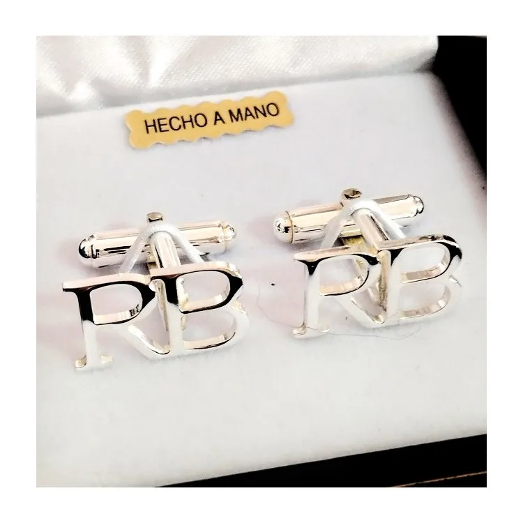 Gemelos 2 Iniciales en plata de ley