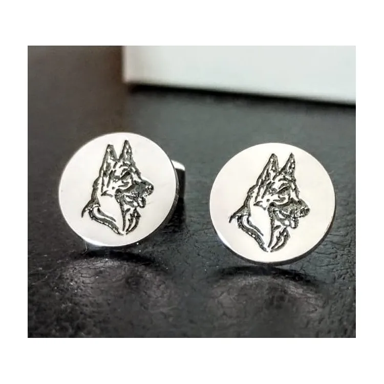 Gemelos personalizados con mascotas plata de ley