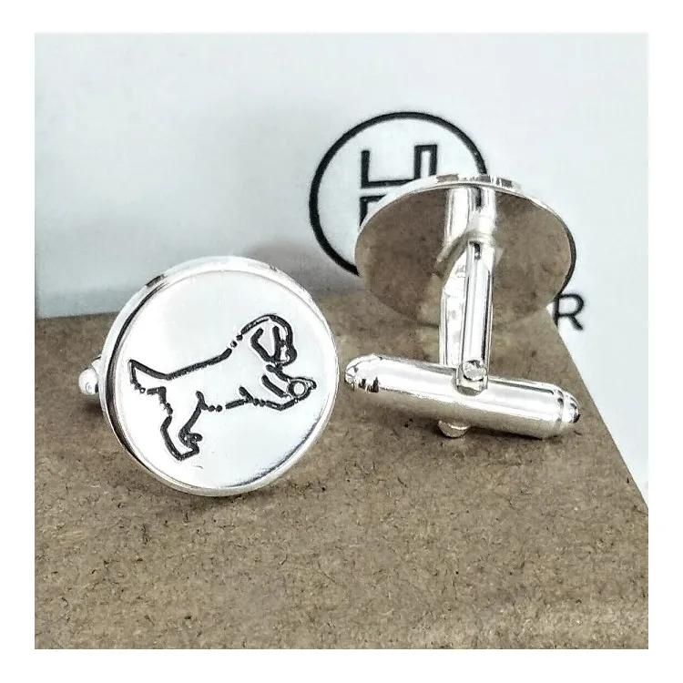 Gemelos personalizados con mascotas plata de ley