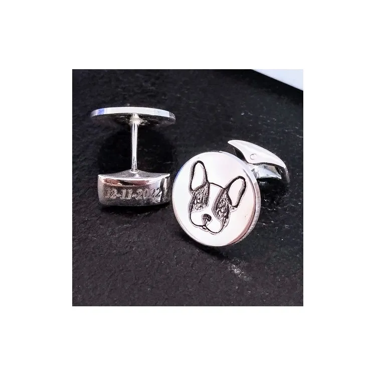 Gemelos personalizados con mascotas plata de ley