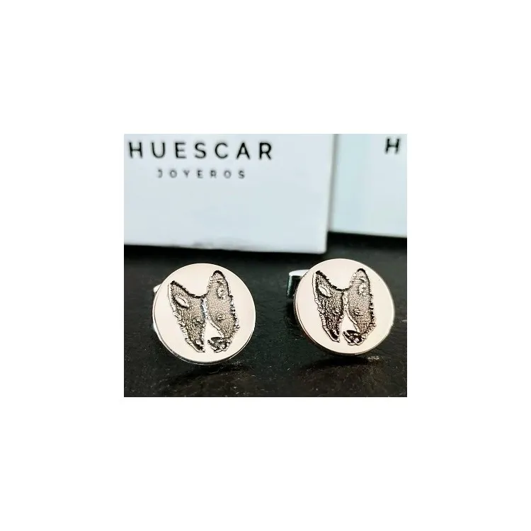 Gemelos personalizados con mascotas plata de ley